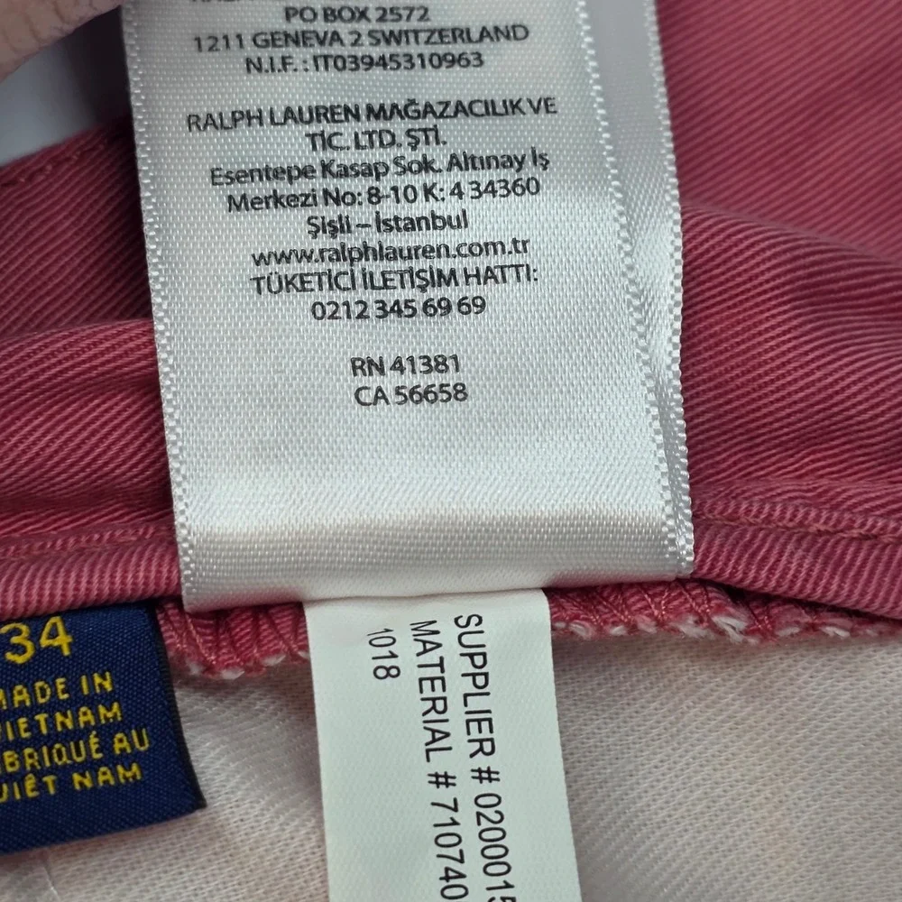 Polo Ralph Lauren Mens Relaxed Fit Cotton Chino Shorts Salmon Pink 34
